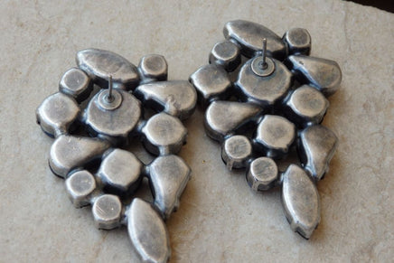 Black Cluster Earrings. Big Earrings. Black Stud Cocktail Earrings. Rebeka Earrings. Formal Earrings