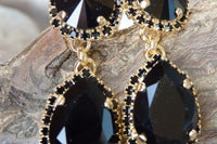 Black Crystal Chandelier Earrings