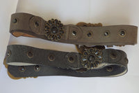Black Or Brown Leather Belt. Buckle Black Studs Belt. Leather Belt Women. Boho Belt. Bohemain Waist Belt. Big Buckle Belt. 1970S Style Belt