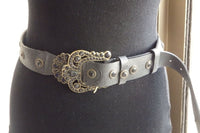 Black Or Brown Leather Belt. Buckle Black Studs Belt. Leather Belt Women. Boho Belt. Bohemain Waist Belt. Big Buckle Belt. 1970S Style Belt