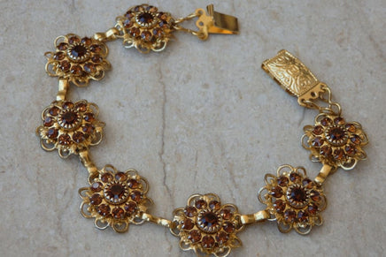 Bronze Flower Necklace. Brown Necklace. Rhinestone Necklace. Amazing Necklace. Honey Brown Necklace. Choker Necklace.brown And Gold Necklace