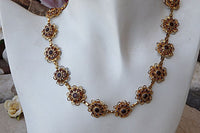 Bronze Flower Necklace. Brown Necklace. Rhinestone Necklace. Amazing Necklace. Honey Brown Necklace. Choker Necklace.brown And Gold Necklace