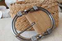 Brown Leather Belt. Boho Belt. Large Buckle Belt. Suede Leather Belt For Women. Cream Large Belt. Braided Belt. Twisted Belt.cowboy Belt .