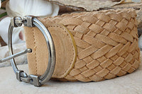 Brown Leather Belt. Boho Belt. Large Buckle Belt. Suede Leather Belt For Women. Cream Large Belt. Braided Belt. Twisted Belt.cowboy Belt .