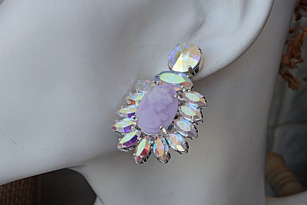 Cameo Aurora borealis earrings| Rebekajewelry