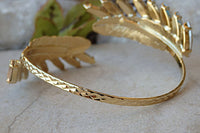 Champagne Bracelet. Gold Cuff Bracelet. Rebeka Bracelet. Bridesmaids Bracelet. Adjustable Cuff. Feather Cuff. Bridal Wedding Bracelet