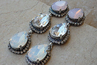 Chandeliers Earrings. Bridal Opal Earrings. Soft Color Jewelry. Pink White Opal Earrings. Bride Crystal Long Earrings. Statement Earrings.
