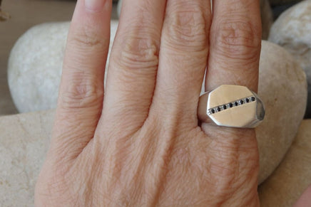 Classic Signet Ring. 925 Sterling Silver Octagon Ring. Bold Signet Ring. Silver Bold Ring. Sterling Silver Signet Ring. Big Signet Rings
