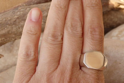Classic Signet Ring. 925 Sterling Silver Octagon Ring. Bold Signet Ring. Silver Bold Ring. Sterling Silver Signet Ring. Big Signet Rings