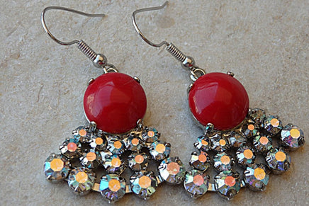 Coral Earrings. Red Coral Silver Earrings. Fan Rebeka Earrings. Bridesmaid Jewelry. Natural Gemstone Jewelry.mother Sister Daughter Gift