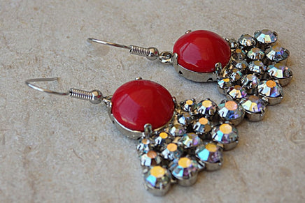 Coral Earrings. Red Coral Silver Earrings. Fan Rebeka Earrings. Bridesmaid Jewelry. Natural Gemstone Jewelry.mother Sister Daughter Gift