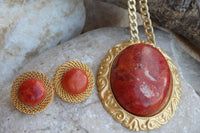 Coral Necklace Earring Set