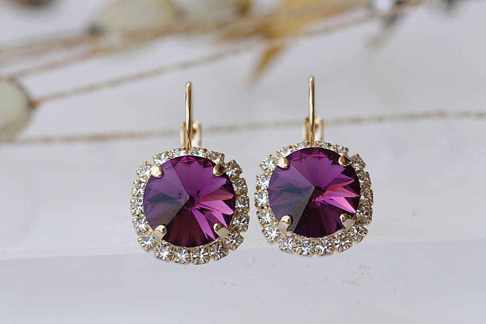 DARK PURPLE EARRINGS| Rebekajewelry - Main Image