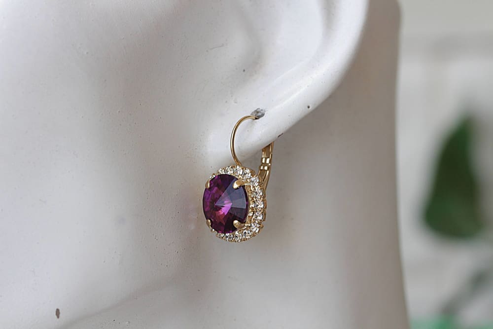 dark purple dress matching earrings Dark purple #24 purple wine earrings posts studs dangle jewelry set purple sangria purple bracelet bridesmaid gifts prom party S12