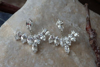 Ear Jacket Earrings | White Crystal Jacket Earrings | Swarovski Ear Jacket Earrings | Clear Swarovski Earrings | Bridal Earrings For Brides