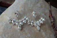 Ear Jacket Earrings | White Crystal Jacket Earrings | Swarovski Ear Jacket Earrings | Clear Swarovski Earrings | Bridal Earrings For Brides
