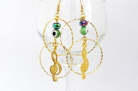 Evil Eye Earrings. Evil Eye Jewelry. Double Hoop Earrings. Hoops Earrings. Gold Dangling Earrings. Beaded Earrings. Light Drop Earrings.