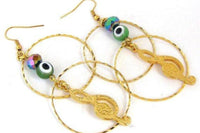 Evil Eye Earrings. Evil Eye Jewelry. Double Hoop Earrings. Hoops Earrings. Gold Dangling Earrings. Beaded Earrings. Light Drop Earrings.