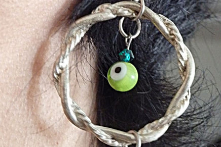 Evil Eye Green Agate Earrings