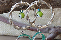 Evil Eye Green Agate Earrings