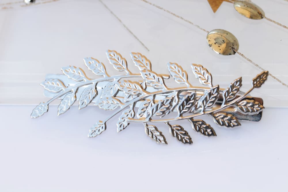 Silver hotsell Leaf Barette, Gold Leaf Barette, Crystal Barette, Leaf Hairpin, Crystal Hairpin, Leaf Hairclip, Crystal Hairclip, Laurel Hairpin