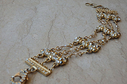 Gold Rebeka Bracelet. Beaded And Link Jewelled Bracelet. Wedding Champagne Bracelet. Bridal Jewelry Gift. Bridesmaid Bracelet. Gift Ideas
