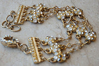 Gold Rebeka Bracelet. Beaded And Link Jewelled Bracelet. Wedding Champagne Bracelet. Bridal Jewelry Gift. Bridesmaid Bracelet. Gift Ideas