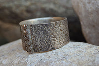 Hammered Wedding Ring. 925 Silver Ring. Silver Wedding Band. Leaf Silver Band Ring. Wide Ring. Leaves Wedding Silver Band Ring.engraved Ring