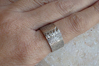 Hammered Wedding Ring. 925 Silver Ring. Silver Wedding Band. Leaf Silver Band Ring. Wide Ring. Leaves Wedding Silver Band Ring.engraved Ring