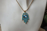 Hamsa Hand Necklace. Turquoise Necklace. Evil Eye Necklace. Charm Necklace. Arab Necklace. Islamic Jewelry. Turkish Necklace. Blue Pendant