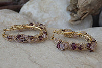 Handmade Wire Crochet Earrings. Gold Wire Hoop Earrings. Rebeka Beads Hoop Earrings. Gold Knitted Earrings. Gold Woven Wire Hoop Earrings