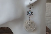 Hebrew Bless Stamped Earrings. Gold Engraved Earrings. Gold Jewish Disc Earrings. David Earrings. Turquoise Rebeka Star Of David Earrings