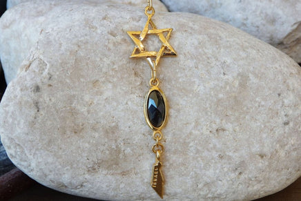 Holy Land Necklace. Israel Map Necklace. Gold Israel Necklace. Jewish Jewelry. Star Of David Pendant Necklace. Magen David Judaica Charms.