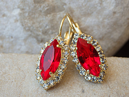 Red  BRIDESMAID Earrings, Red Ruby Earrings. Rebeka Stud Earrings, Minimalist Earrings, Rhinestone Earrings, Bridal Shower Gift Idea,Xmas
