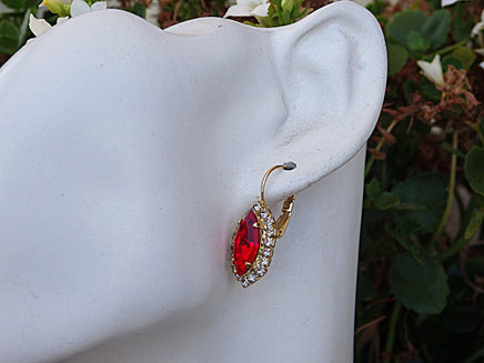 Red  BRIDESMAID Earrings, Red Ruby Earrings. Rebeka Stud Earrings, Minimalist Earrings, Rhinestone Earrings, Bridal Shower Gift Idea,Xmas