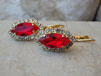 Red  BRIDESMAID Earrings, Red Ruby Earrings. Rebeka Stud Earrings, Minimalist Earrings, Rhinestone Earrings, Bridal Shower Gift Idea,Xmas