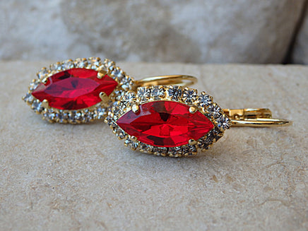Red  BRIDESMAID Earrings, Red Ruby Earrings. Rebeka Stud Earrings, Minimalist Earrings, Rhinestone Earrings, Bridal Shower Gift Idea,Xmas