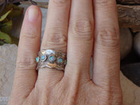 5 Stones ring. Birthstone Ring, Mother's Ring, Sterling Silver Ring. Family Ring. October Birthstone Ring, Blue Opal Ring.5 year anniversary