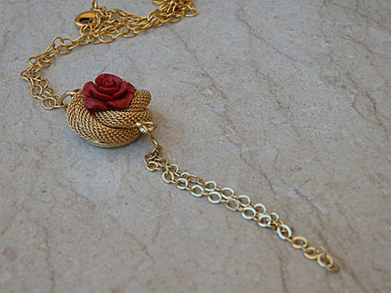 Coral flower Earrings, Gold coral Earrings, Summer Earrings, Red Gold Earrings, Bridesmaid Floral Earrings gift, Drop Large Earrings