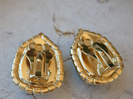 Rhinestone clip on earring.Clip on stud. Turquoise  earrings. Teardrop earrings. Women clip ons earrings. Teal earrings. Blue studs