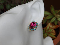 RED BLUE BRACELET, Red Garnet Turquoise Adjustable Bracelet,Rebeka Bracelet,Open Cuff Bracelet,Anniversary Wife Gift,Bridal Ruby Bracelet