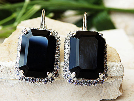 BLACK NECKLACE, Rose Gold Black Necklace, Geometric Large Black Necklace, Black Evening Necklace, Black Jewelry, Rebeka Bridal Necklace