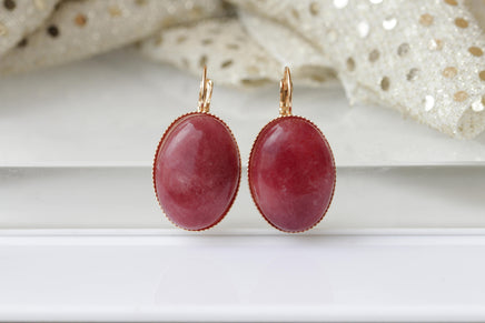 RED AGATE EARRINGS, Gemstone Earrings, Bridal Gem Earrings, Agate Drop Earrings. Burgundy Earrings, Dark Red Earrings, Natural Jewelry, Her