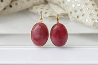 RED AGATE EARRINGS, Gemstone Earrings, Bridal Gem Earrings, Agate Drop Earrings. Burgundy Earrings, Dark Red Earrings, Natural Jewelry, Her