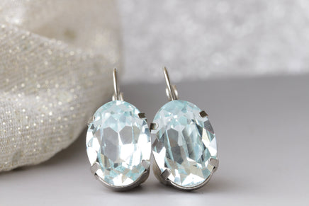 AQUAMARINE TENNIS NECKLACE, Necklace Earrings Set, Light Blue Necklace, Wedding Necklace, Bridal Ice Blue Necklace, Evening Necklace Gift