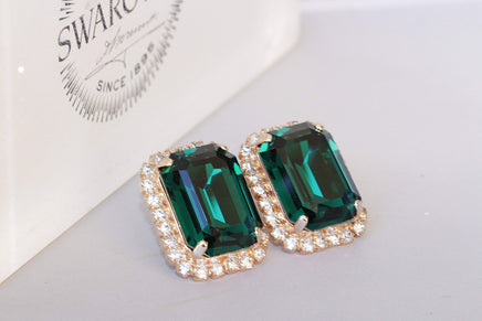 GREEN EMERALD NECKLACE, Rebeka Necklace, St Patrick's Day, Emerald Bridal Jewelry Set, Necklace Earrings Set, Wedding,Dark Green Pendant