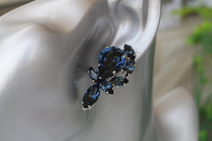 NAVY BLUE NECKLACE, Dark Blue Bridal Necklace,Rebeka Necklace, Statement Blue Necklace,Blue Navy Cluster Necklace, Formal Women's Jewelry