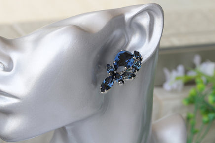 NAVY BLUE NECKLACE, Dark Blue Bridal Necklace,Rebeka Necklace, Statement Blue Necklace,Blue Navy Cluster Necklace, Formal Women's Jewelry
