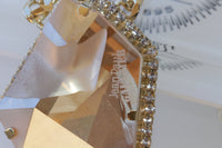 Champagne Necklace, Statement ,  Mother Of Brides Groom, Bridal Rose Gold Topaz Necklace, Rhinestone Necklace, Champagne earrings