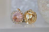 BLUSH EARRINGS, Morganite Earrings ,Bridal Blush earring, Bridesmaid Morganite Studs, Rebeka Clip On Earrings, Small Earrings For Brides